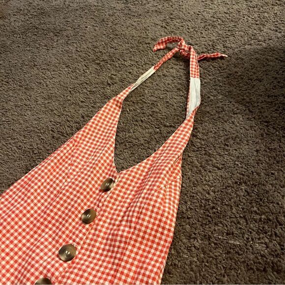 URBAN OUTFITTERS RED GINGHAM HALTER ROMPER - Picture 3 of 5